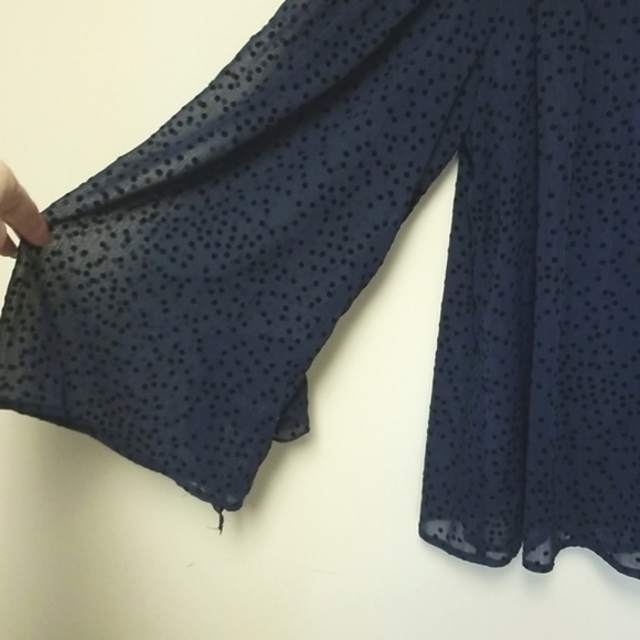 Zara Swiss Dot Navy Blouse - Picture 4 of 10